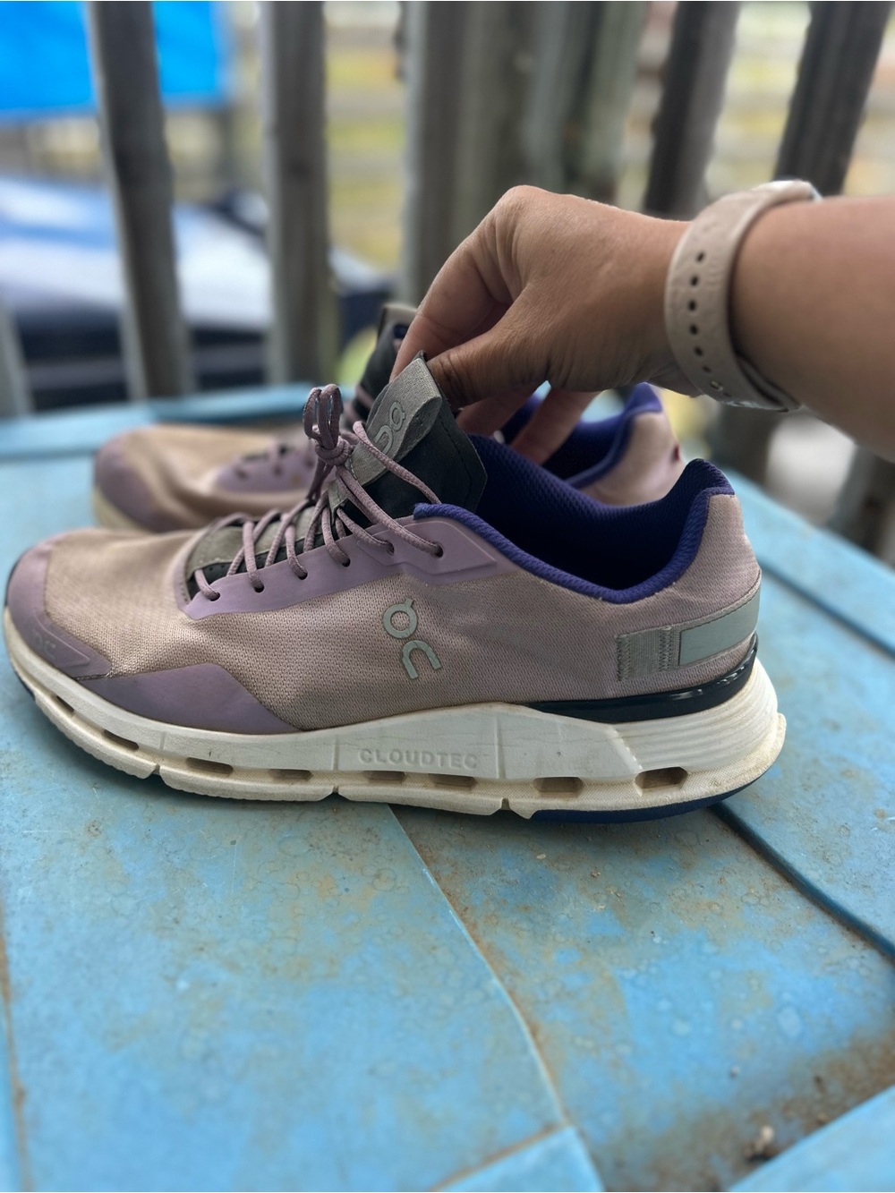 On Running Women's Lavender Athletic Sneakers with Plum Accents